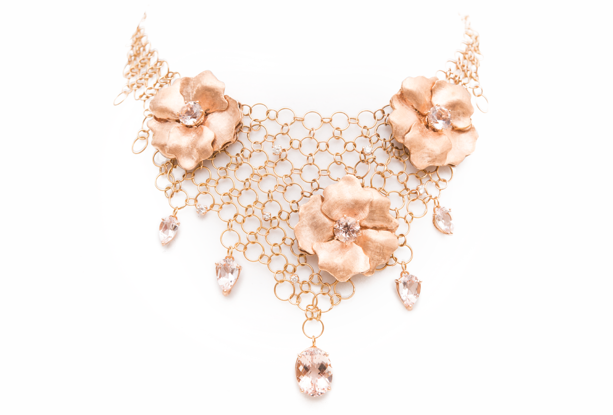 Oro rosa 18 kt, morganiti e brillanti